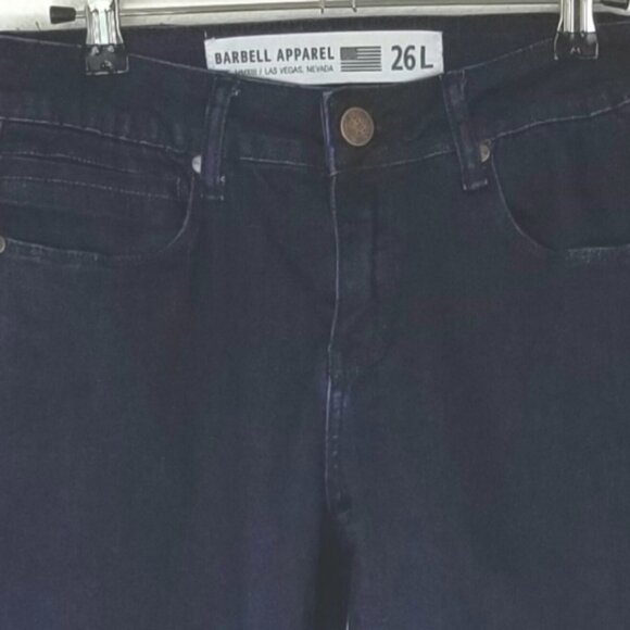 BARBELL APPAREL Dark Wash Skinny Jeans, size 26L - Picture 2 of 9